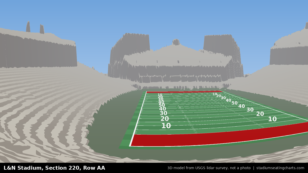 View from L&N Stadium Section 220, Row AA, looking toward the field