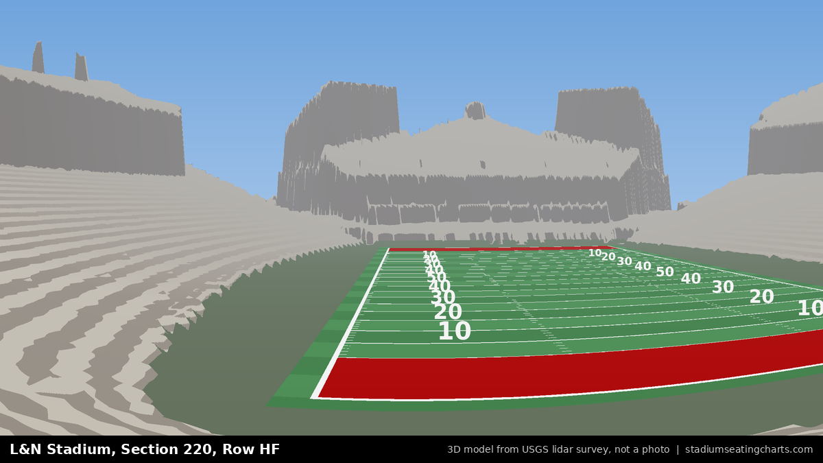 View from L&N Stadium Section 220, Row HF, looking toward the field