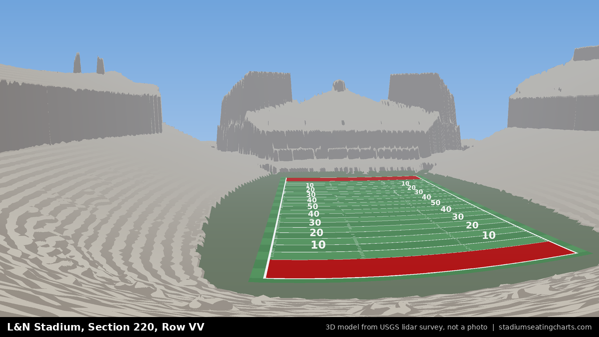 View from L&N Stadium Section 220, Row VV, looking toward the field
