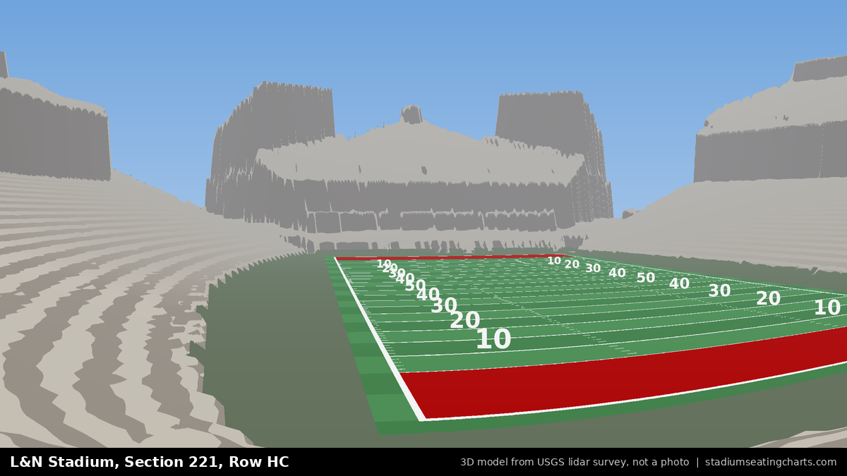 View from L&N Stadium Section 221, Row HC, looking toward the field