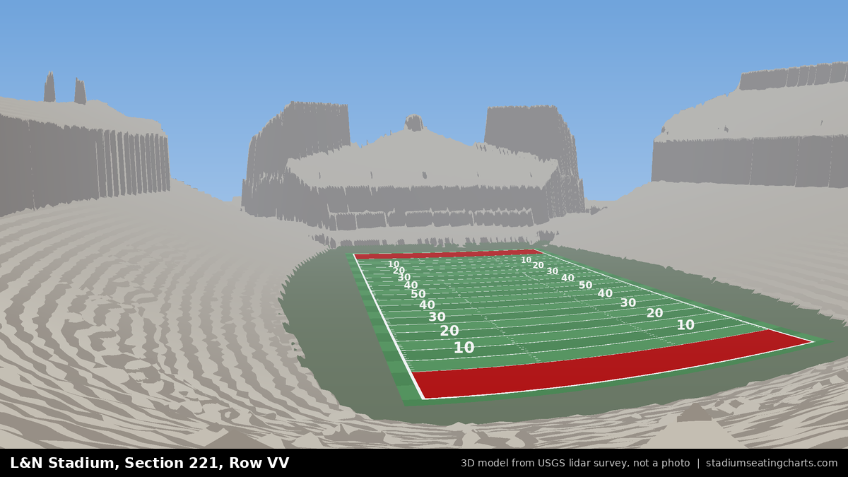View from L&N Stadium Section 221, Row VV, looking toward the field