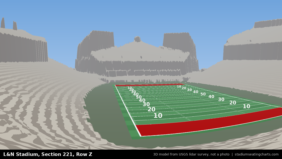View from L&N Stadium Section 221, Row Z, looking toward the field