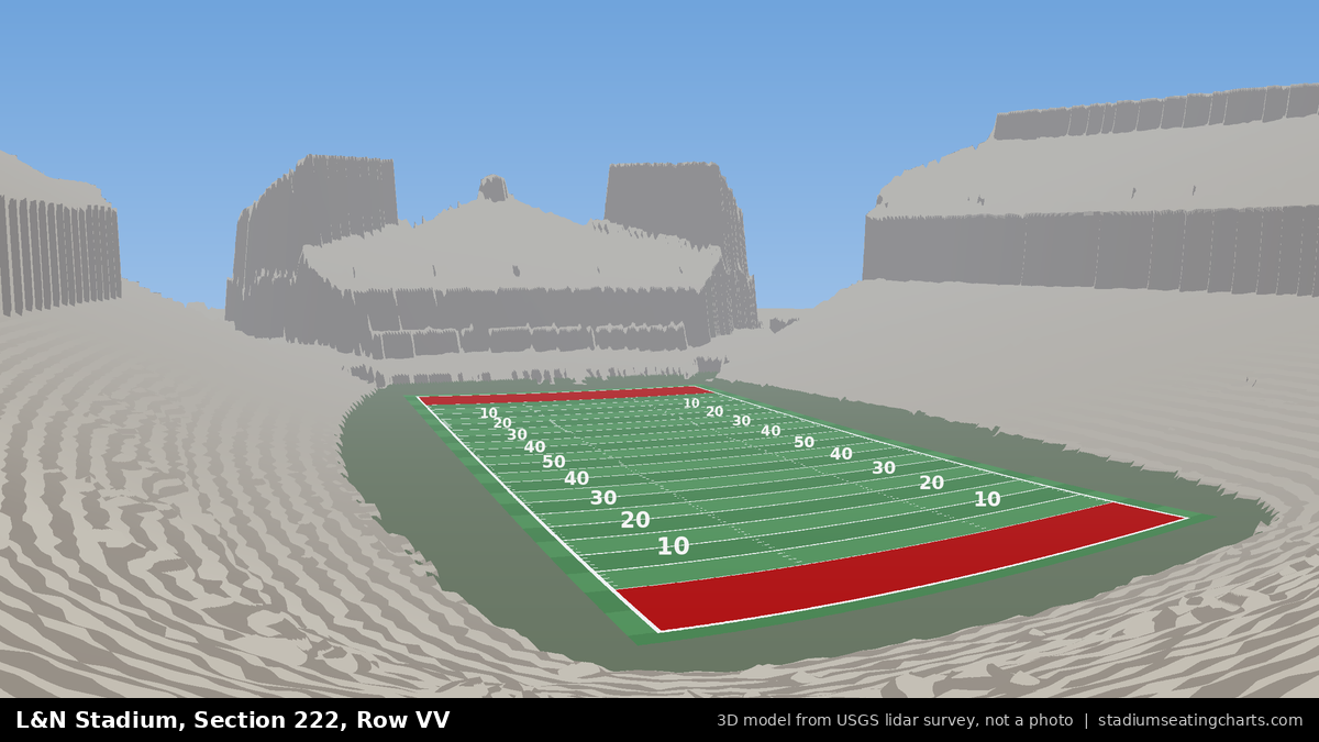 View from L&N Stadium Section 222, Row VV, looking toward the field