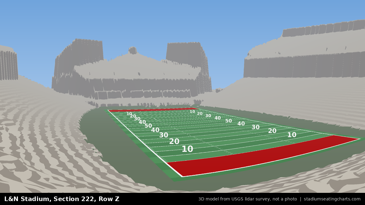View from L&N Stadium Section 222, Row Z, looking toward the field