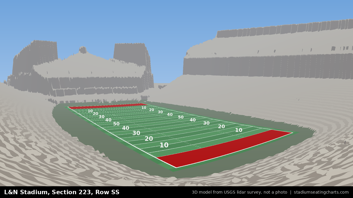 View from L&N Stadium Section 223, Row SS, looking toward the field