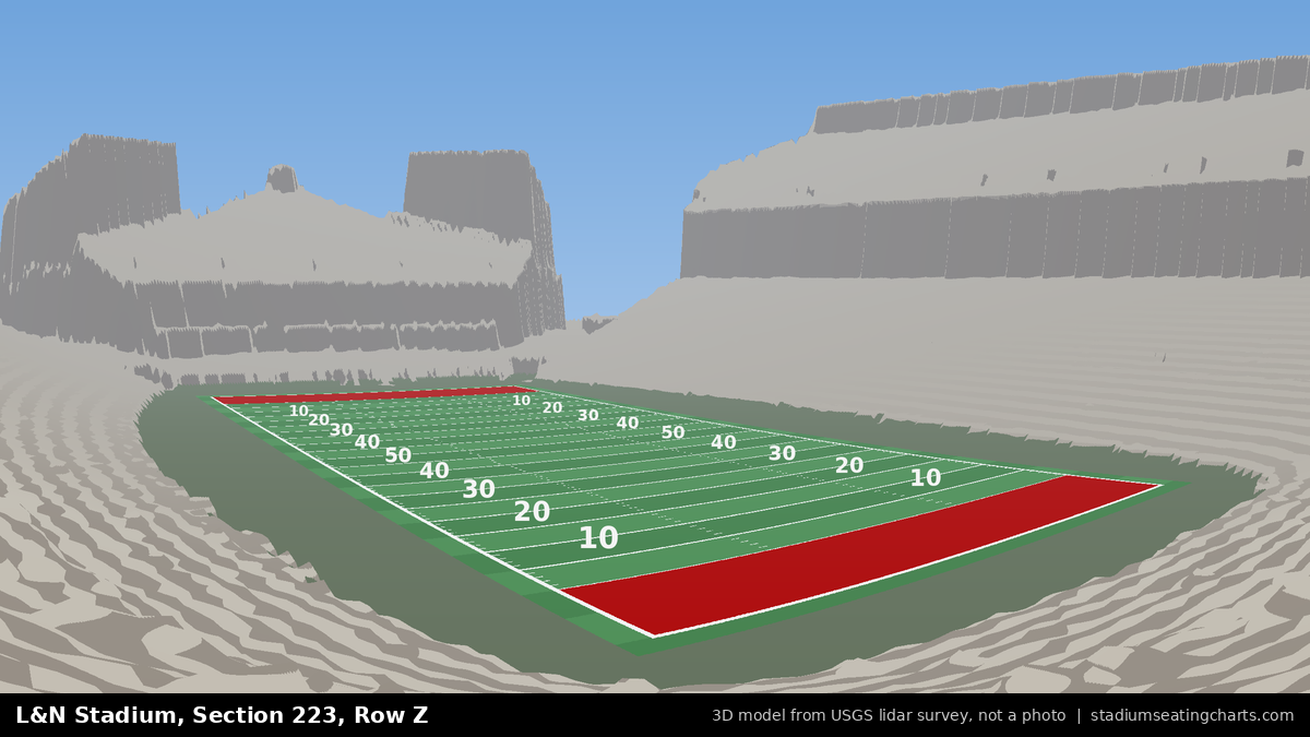 View from L&N Stadium Section 223, Row Z, looking toward the field