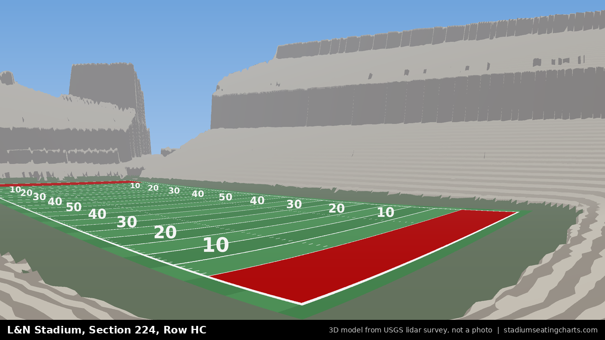 View from L&N Stadium Section 224, Row HC, looking toward the field