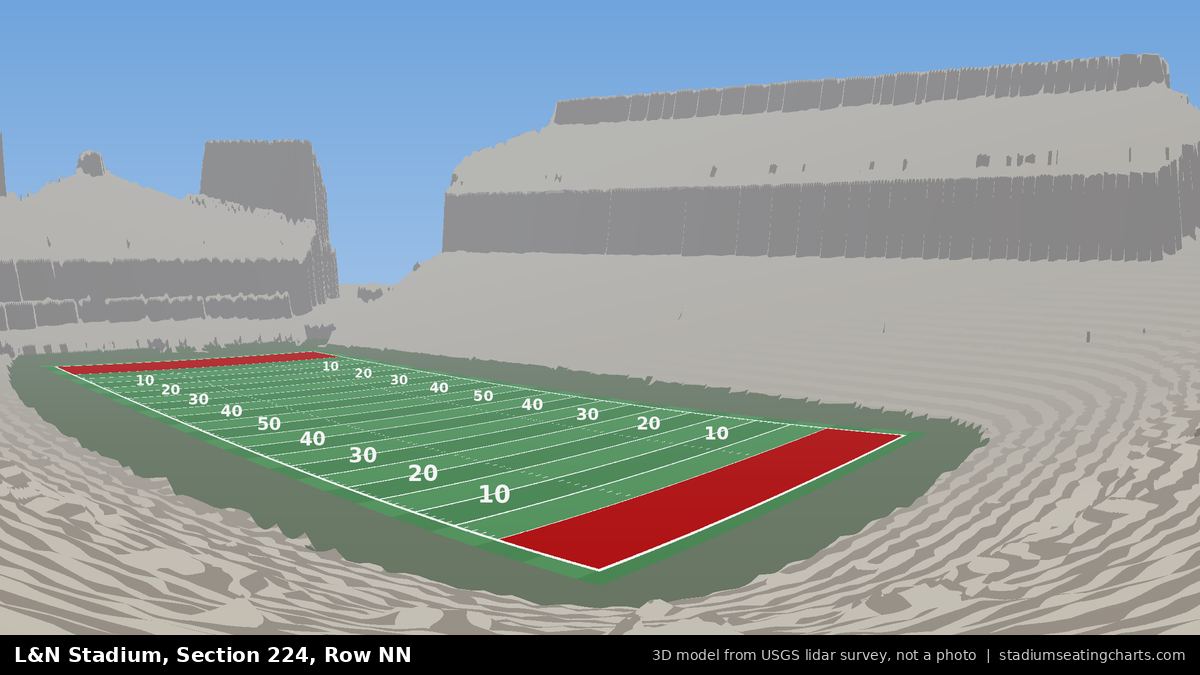 View from L&N Stadium Section 224, Row NN, looking toward the field