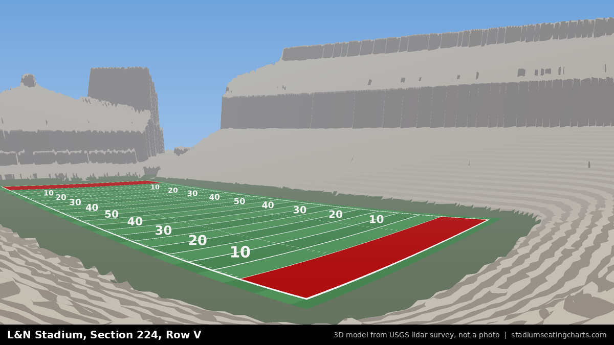 View from L&N Stadium Section 224, Row V, looking toward the field