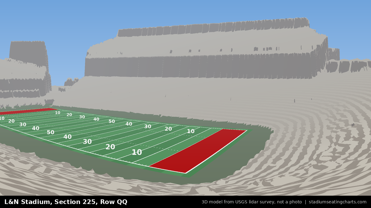 View from L&N Stadium Section 225, Row QQ, looking toward the field