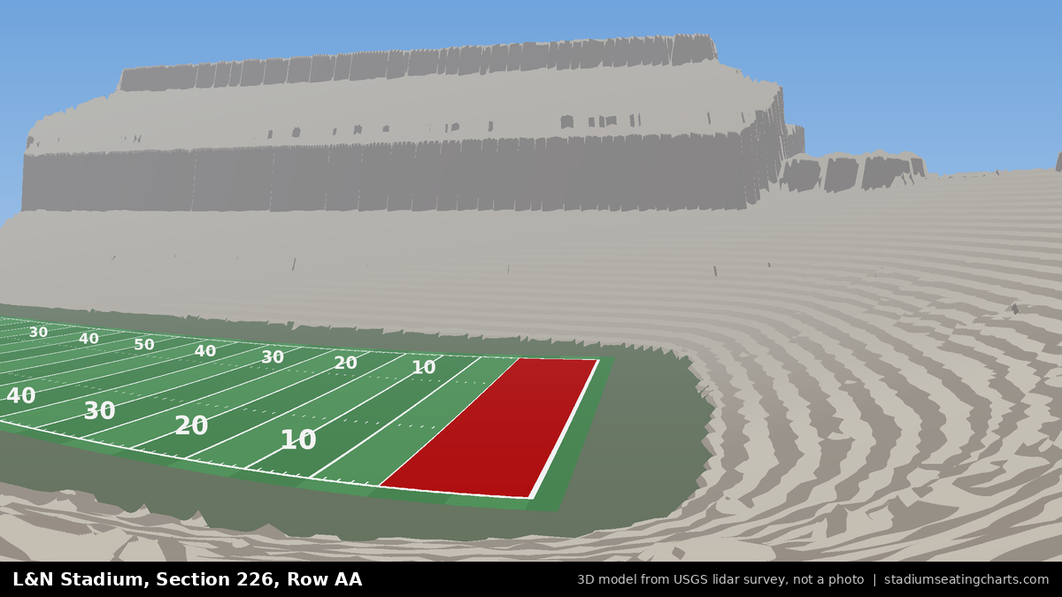 View from L&N Stadium Section 226, Row AA, looking toward the field