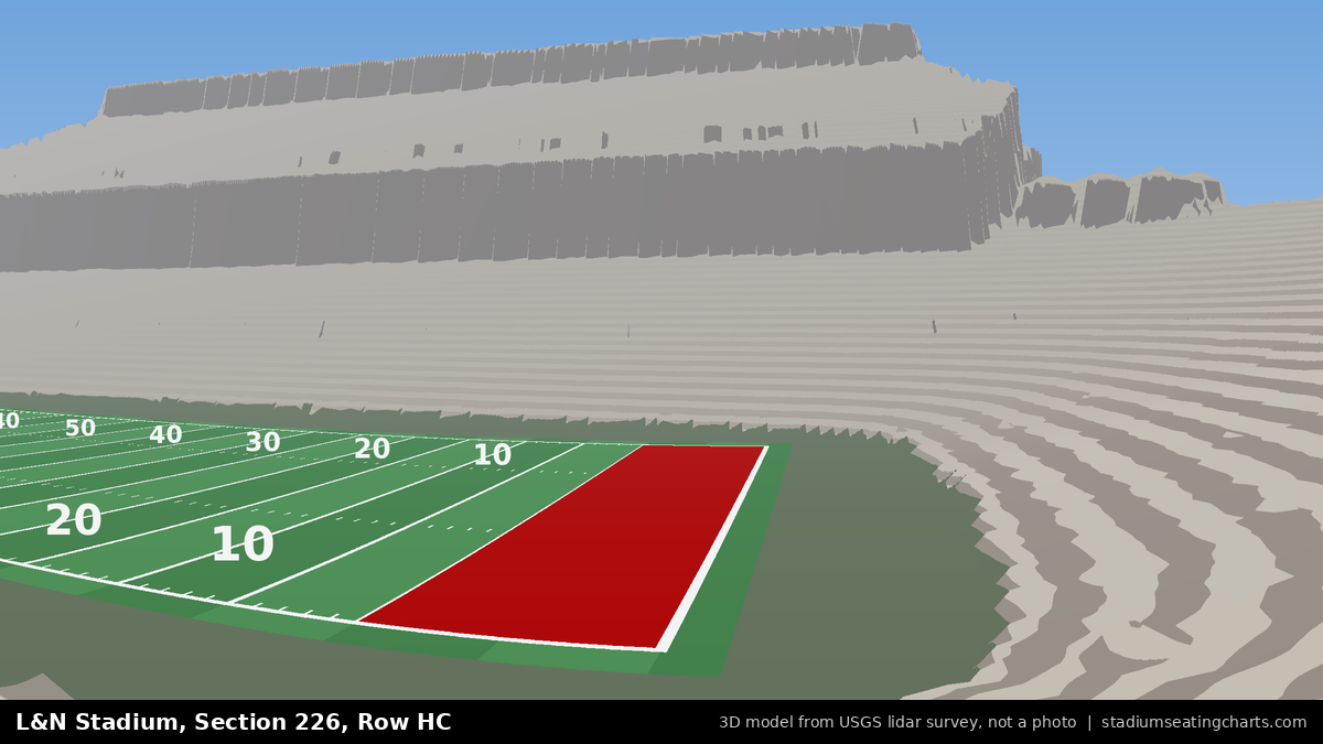 View from L&N Stadium Section 226, Row HC, looking toward the field