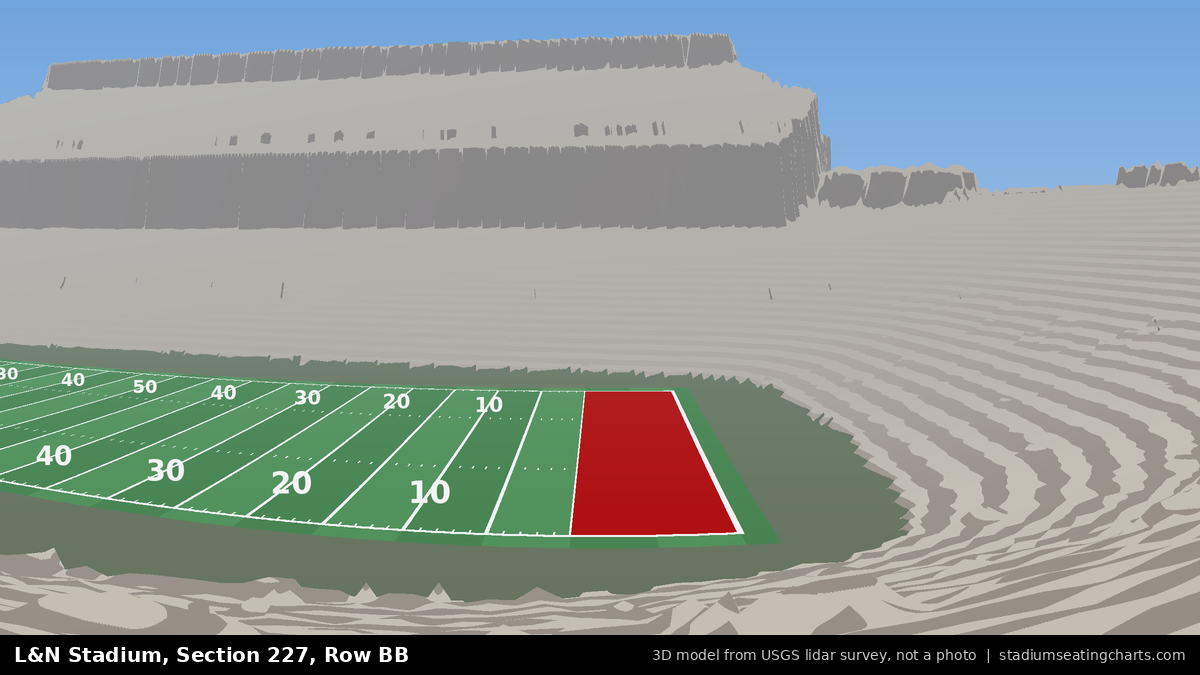 View from L&N Stadium Section 227, Row BB, looking toward the field