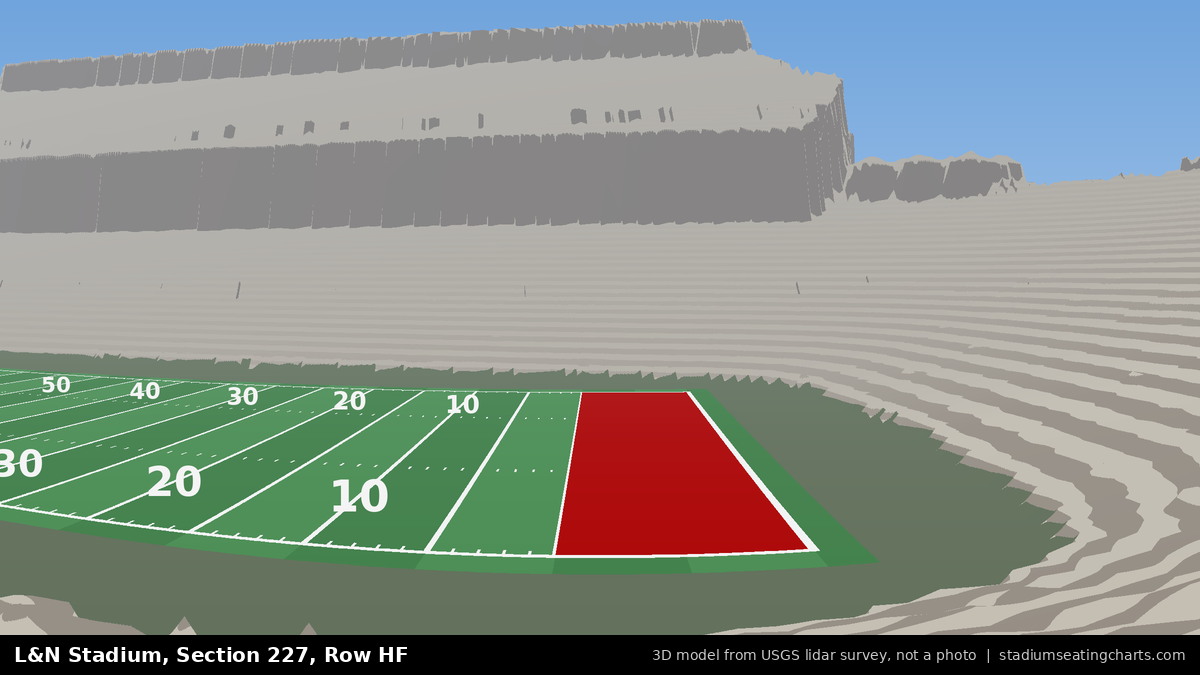 View from L&N Stadium Section 227, Row HF, looking toward the field
