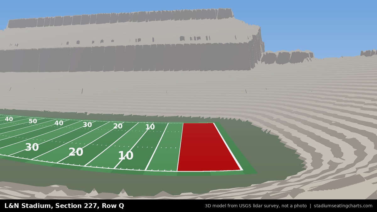 View from L&N Stadium Section 227, Row Q, looking toward the field