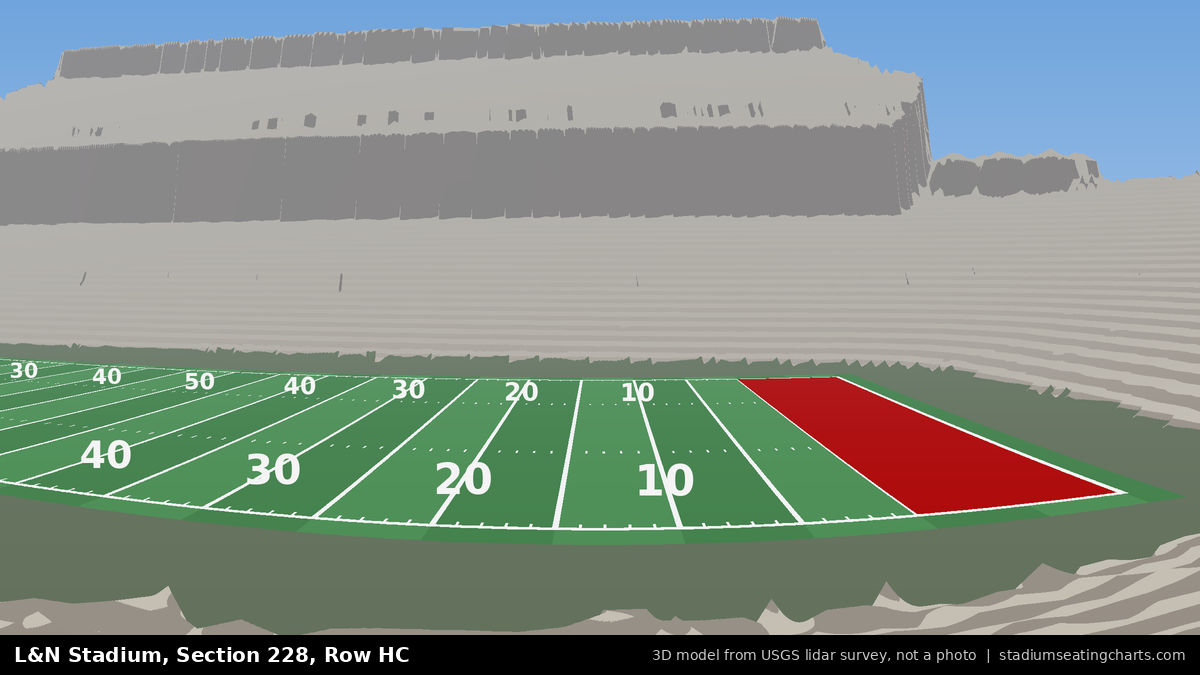 View from L&N Stadium Section 228, Row HC, looking toward the field