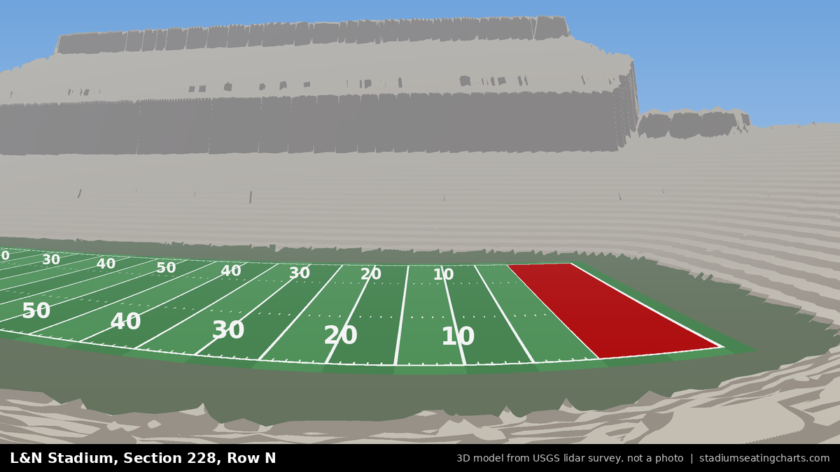 View from L&N Stadium Section 228, Row N, looking toward the field