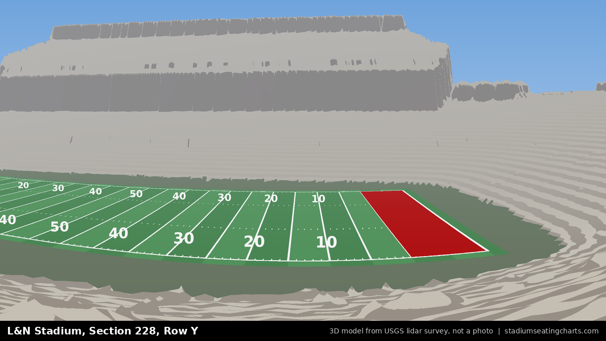 View from L&N Stadium Section 228, Row Y, looking toward the field