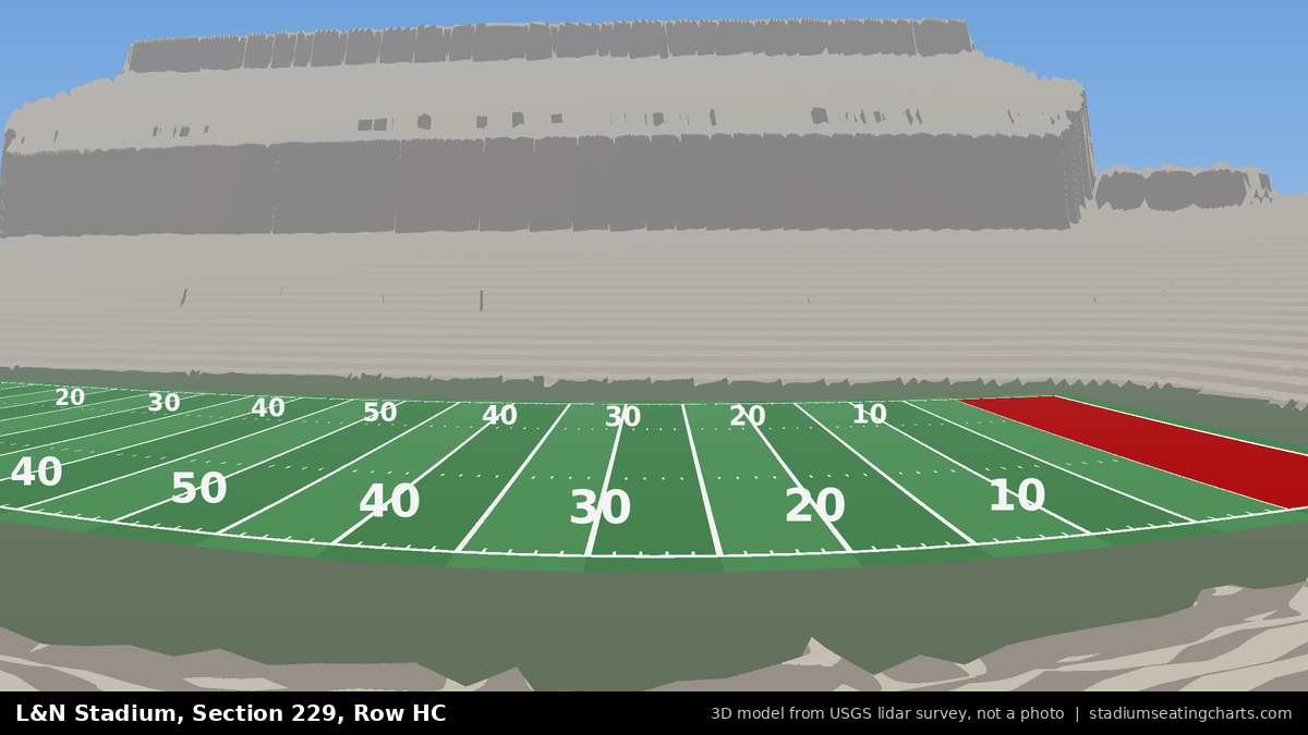 View from L&N Stadium Section 229, Row HC, looking toward the field