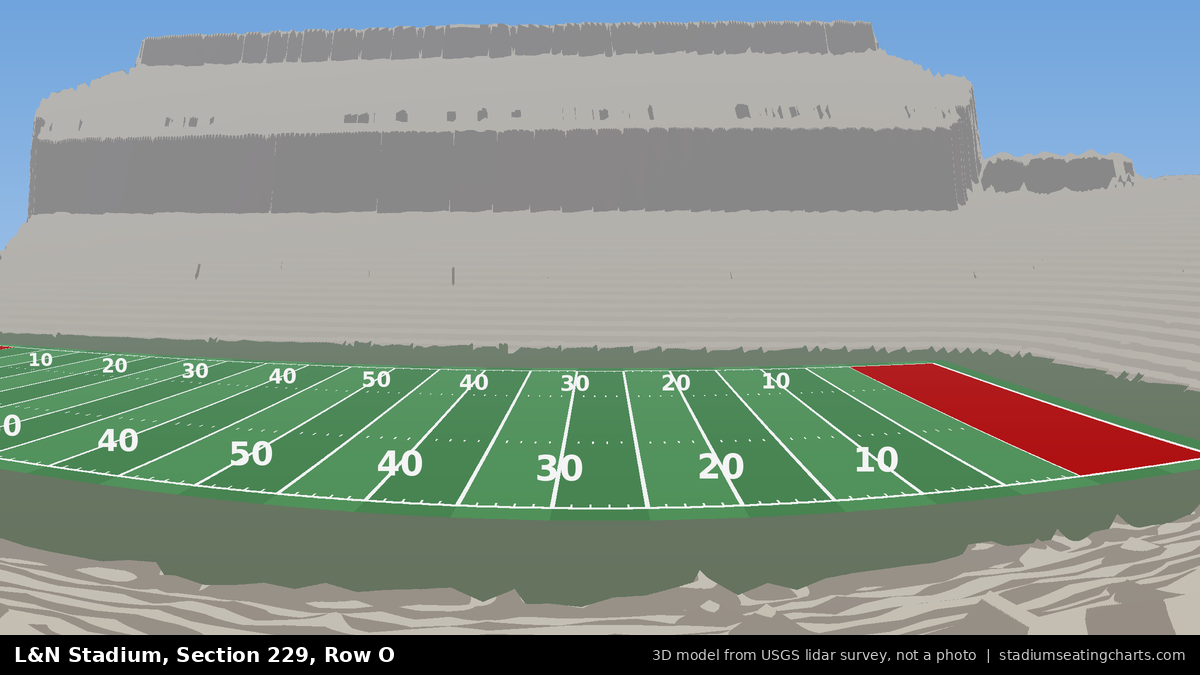 View from L&N Stadium Section 229, Row O, looking toward the field