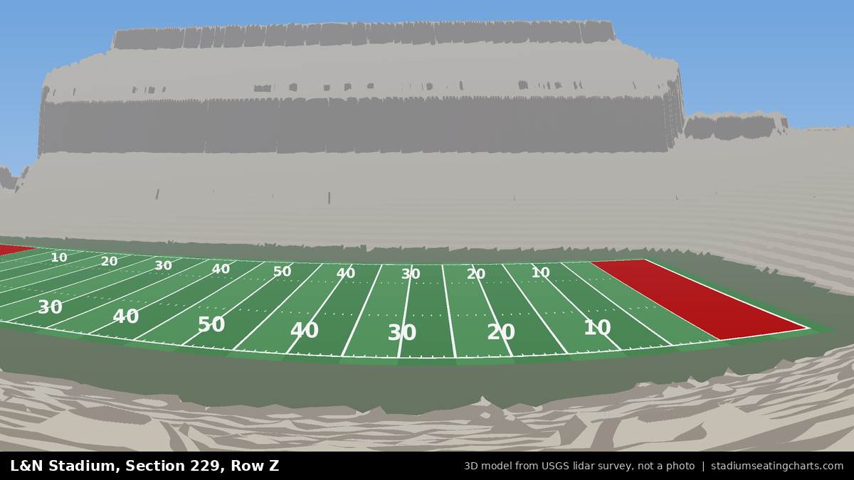 View from L&N Stadium Section 229, Row Z, looking toward the field