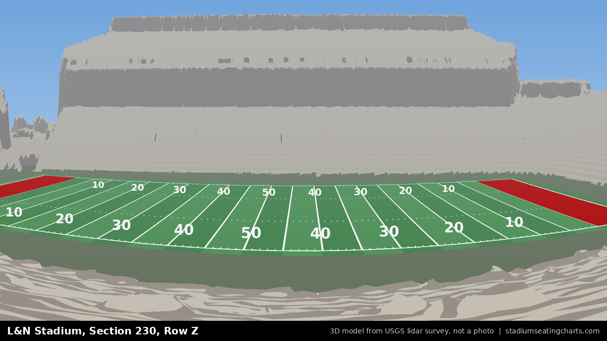 View from L&N Stadium Section 230, Row Z, looking toward the field
