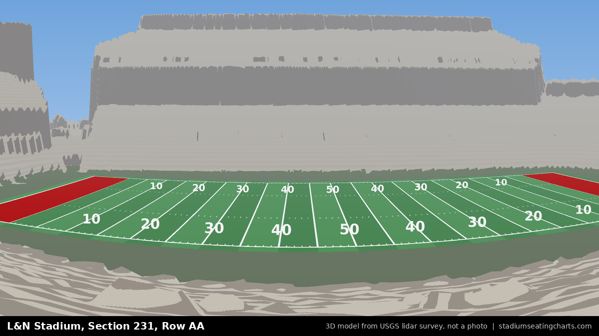 View from L&N Stadium Section 231, Row AA, looking toward the field