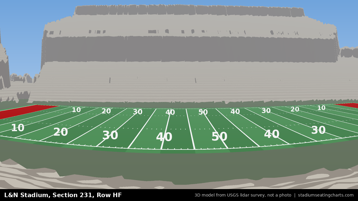 View from L&N Stadium Section 231, Row HF, looking toward the field