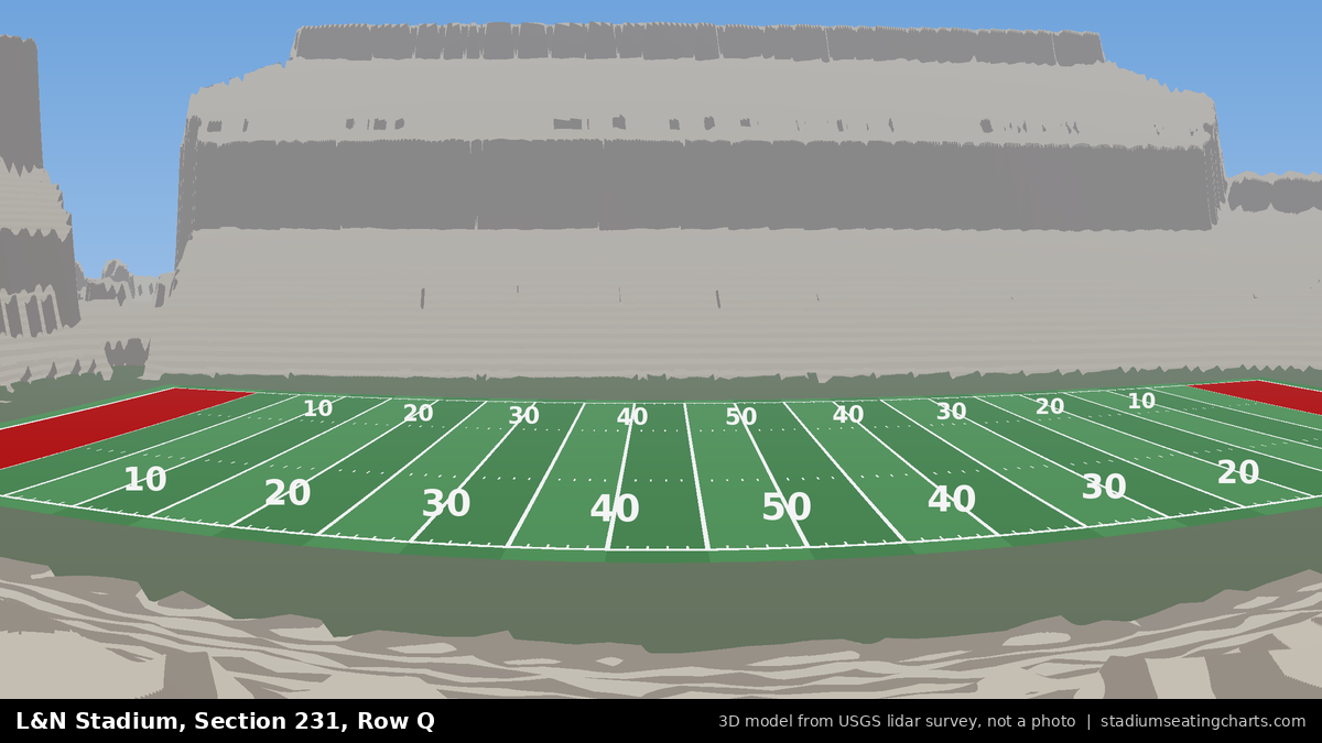 View from L&N Stadium Section 231, Row Q, looking toward the field