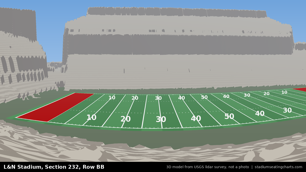View from L&N Stadium Section 232, Row BB, looking toward the field