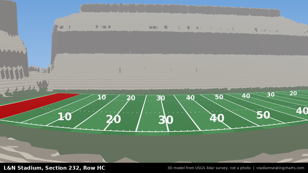 View from L&N Stadium Section 232, Row HC, looking toward the field