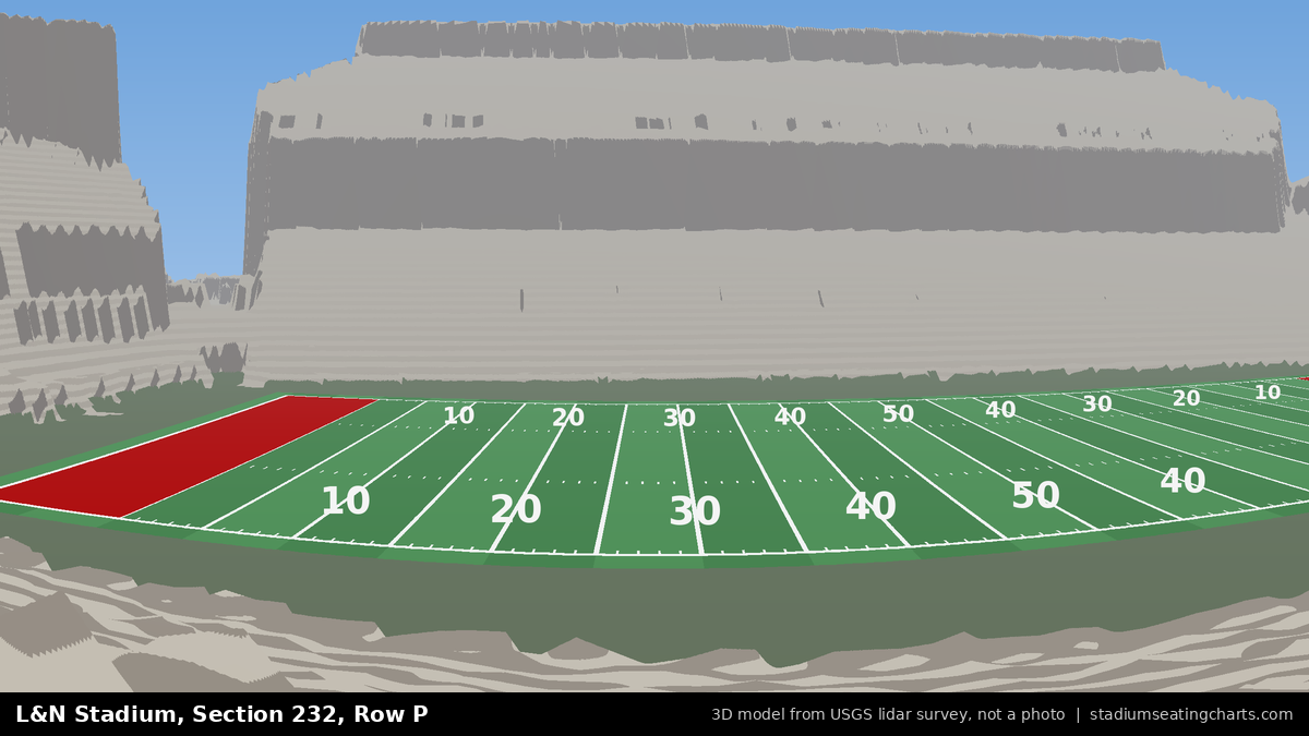 View from L&N Stadium Section 232, Row P, looking toward the field