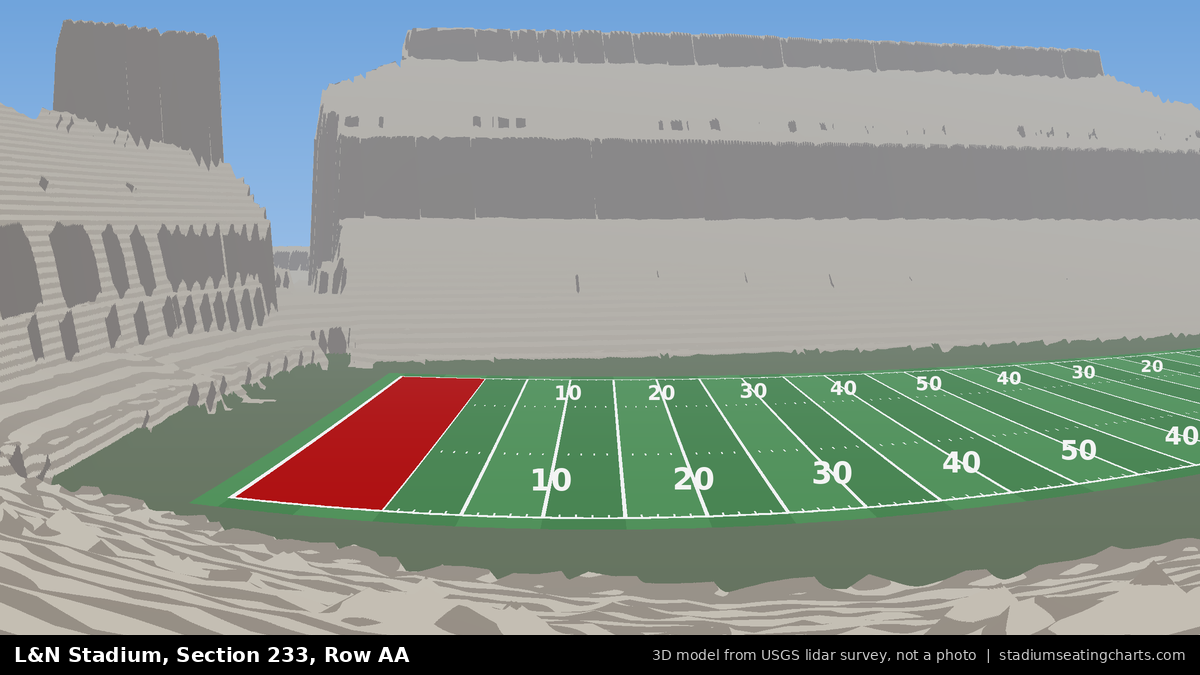 View from L&N Stadium Section 233, Row AA, looking toward the field