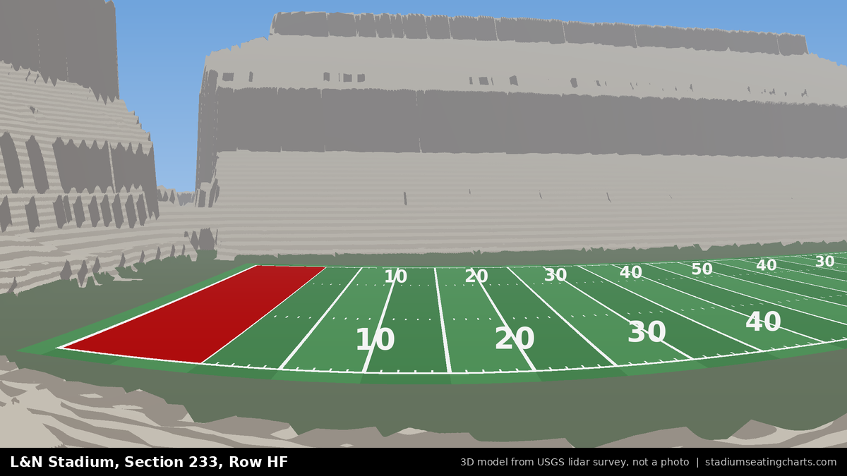 View from L&N Stadium Section 233, Row HF, looking toward the field