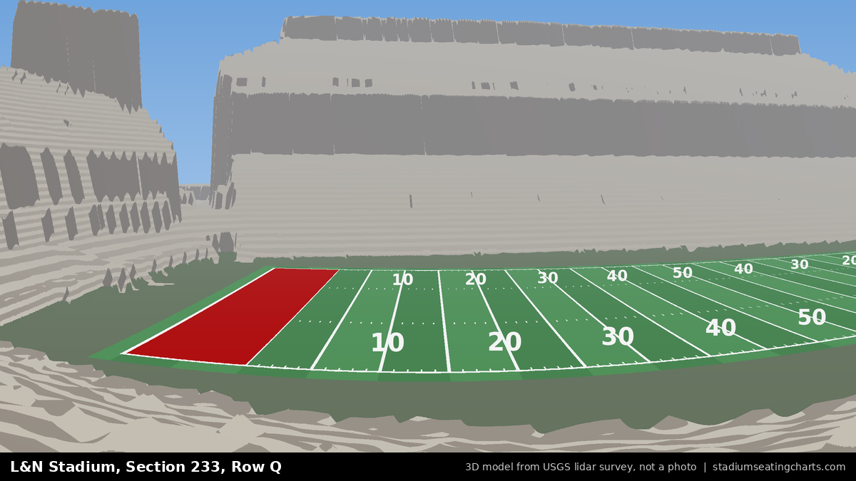 View from L&N Stadium Section 233, Row Q, looking toward the field
