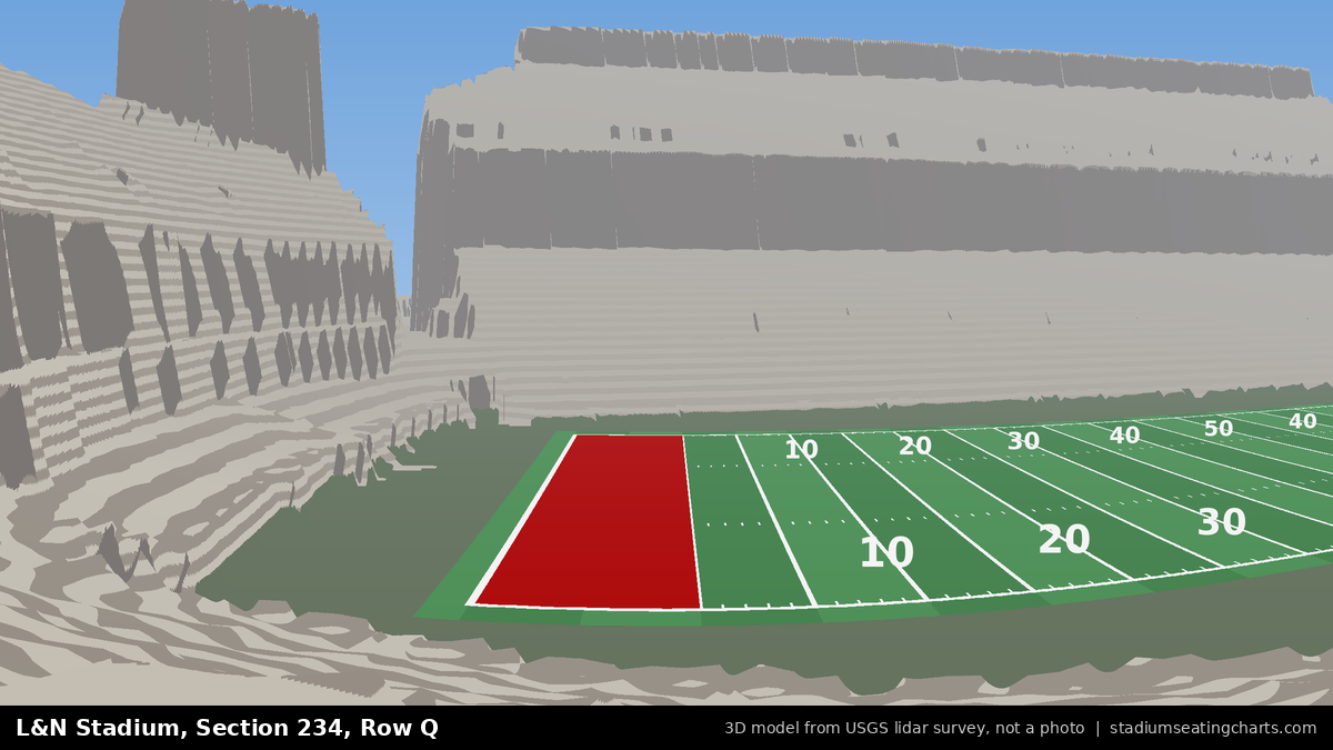 View from L&N Stadium Section 234, Row Q, looking toward the field