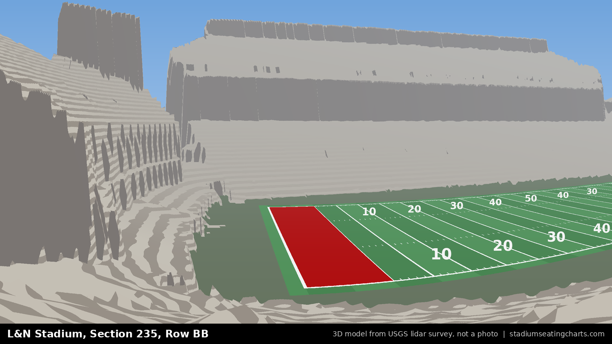 View from L&N Stadium Section 235, Row BB, looking toward the field