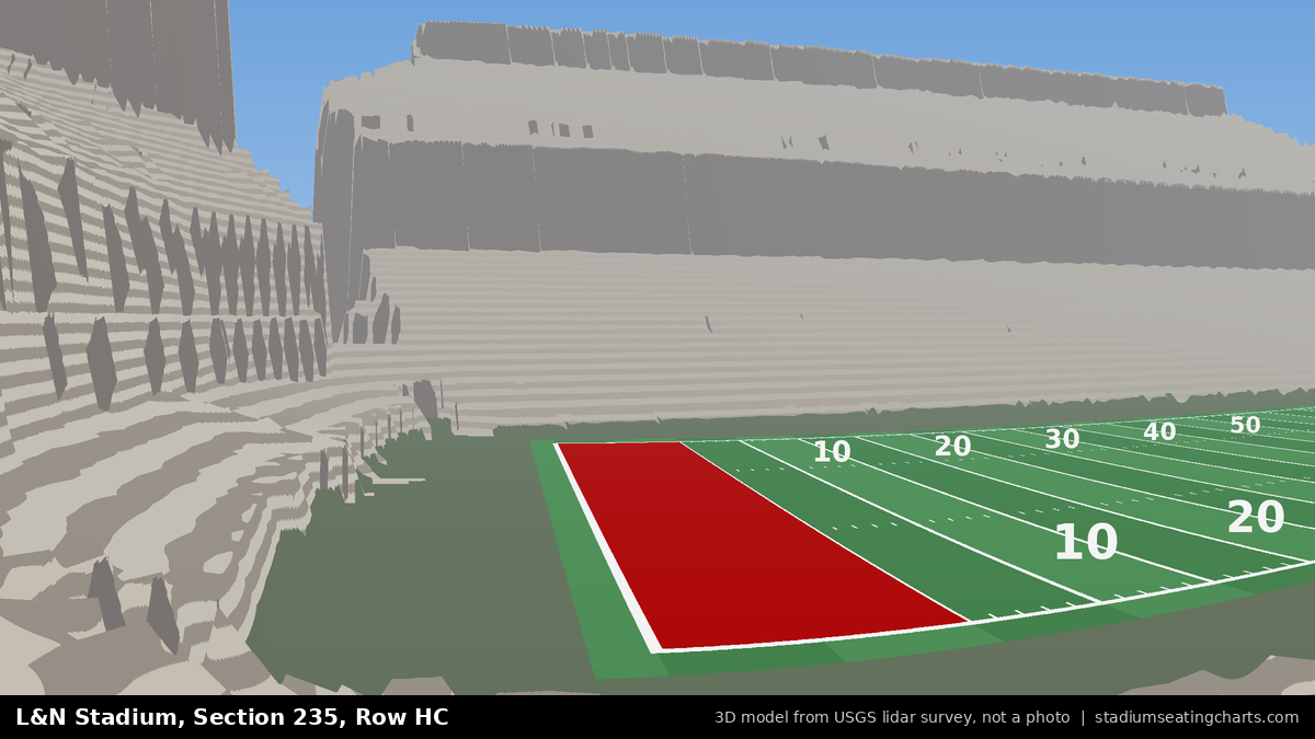 View from L&N Stadium Section 235, Row HC, looking toward the field