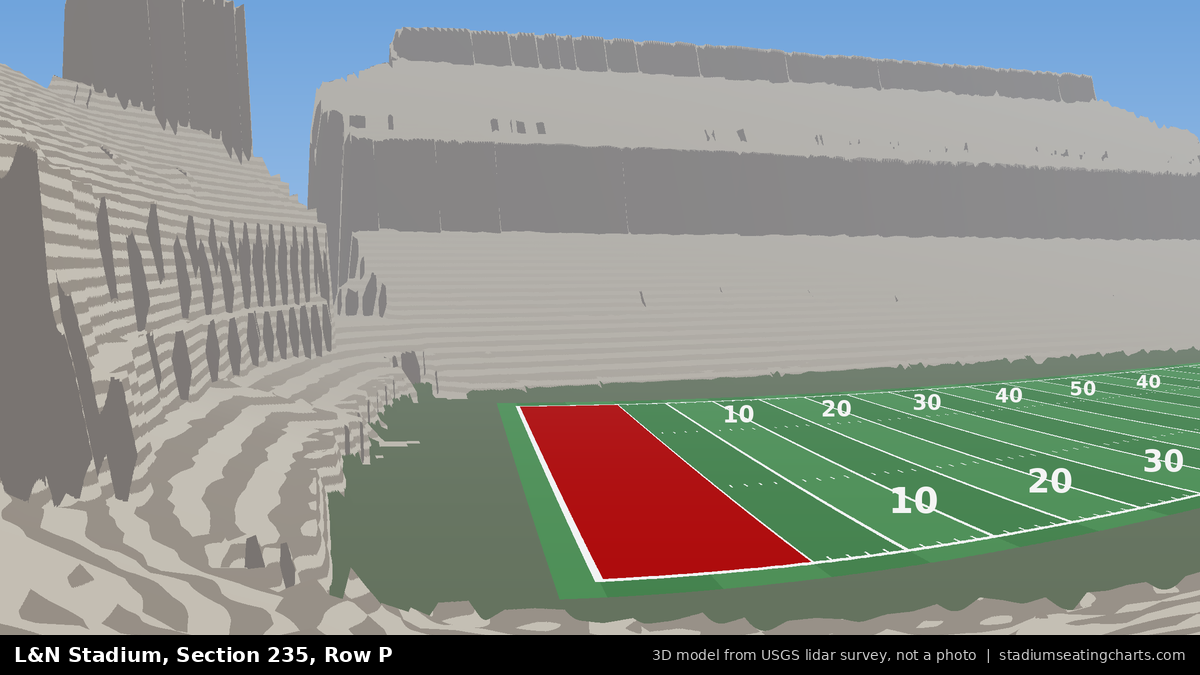 View from L&N Stadium Section 235, Row P, looking toward the field