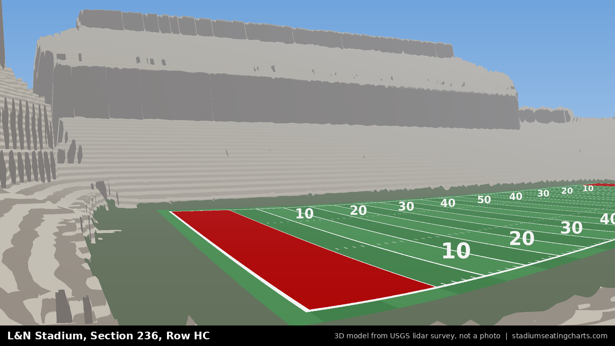 View from L&N Stadium Section 236, Row HC, looking toward the field