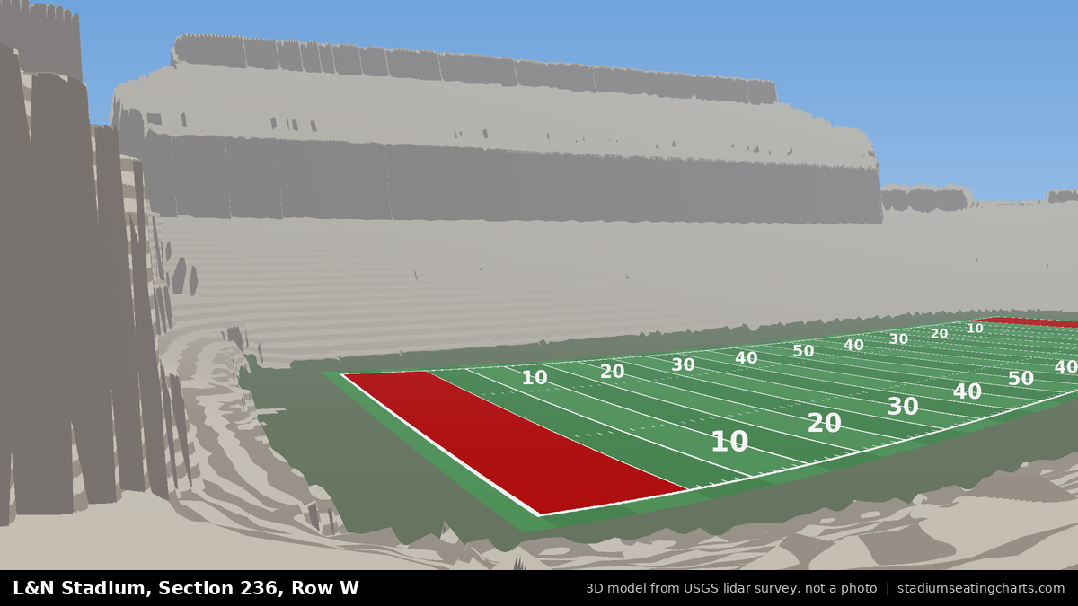 View from L&N Stadium Section 236, Row W, looking toward the field