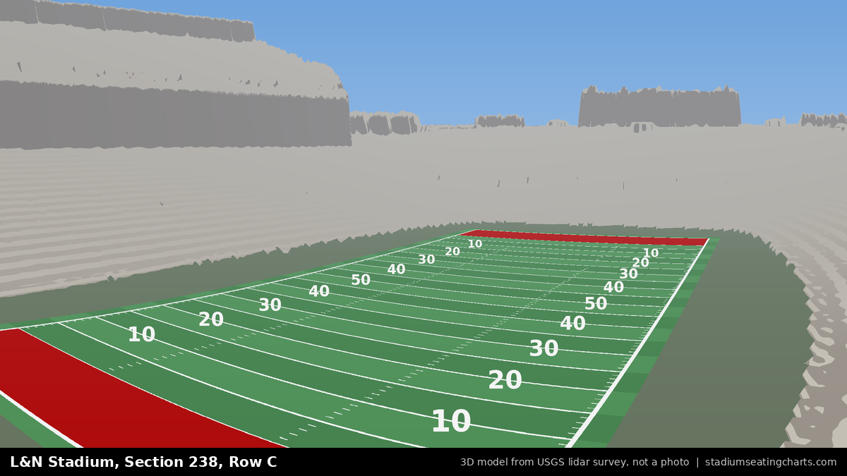 View from L&N Stadium Section 238, Row C, looking toward the field