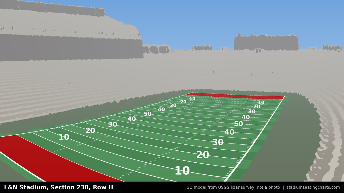 View from L&N Stadium Section 238, Row H, looking toward the field