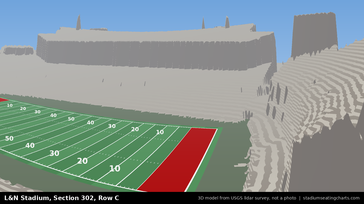 View from L&N Stadium Section 302, Row C, looking toward the field