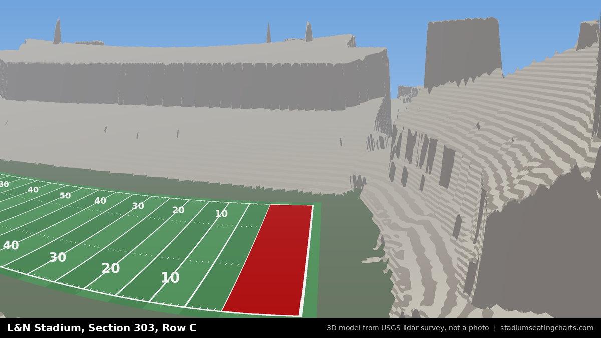 View from L&N Stadium Section 303, Row C, looking toward the field