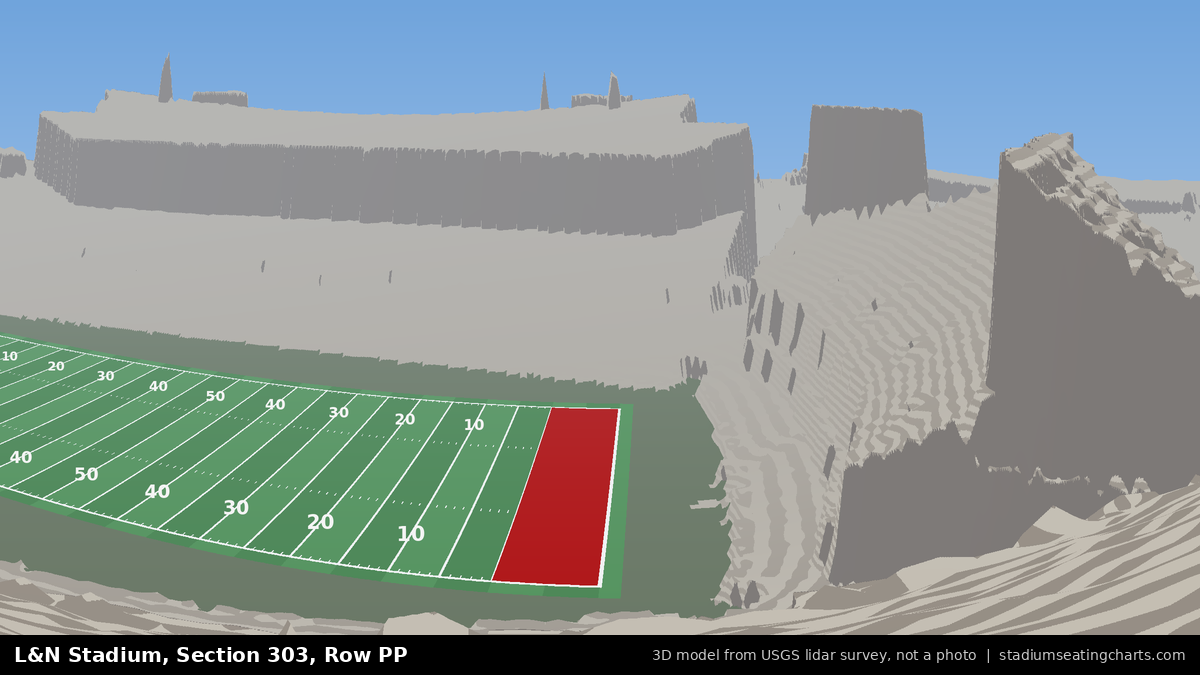 View from L&N Stadium Section 303, Row PP, looking toward the field