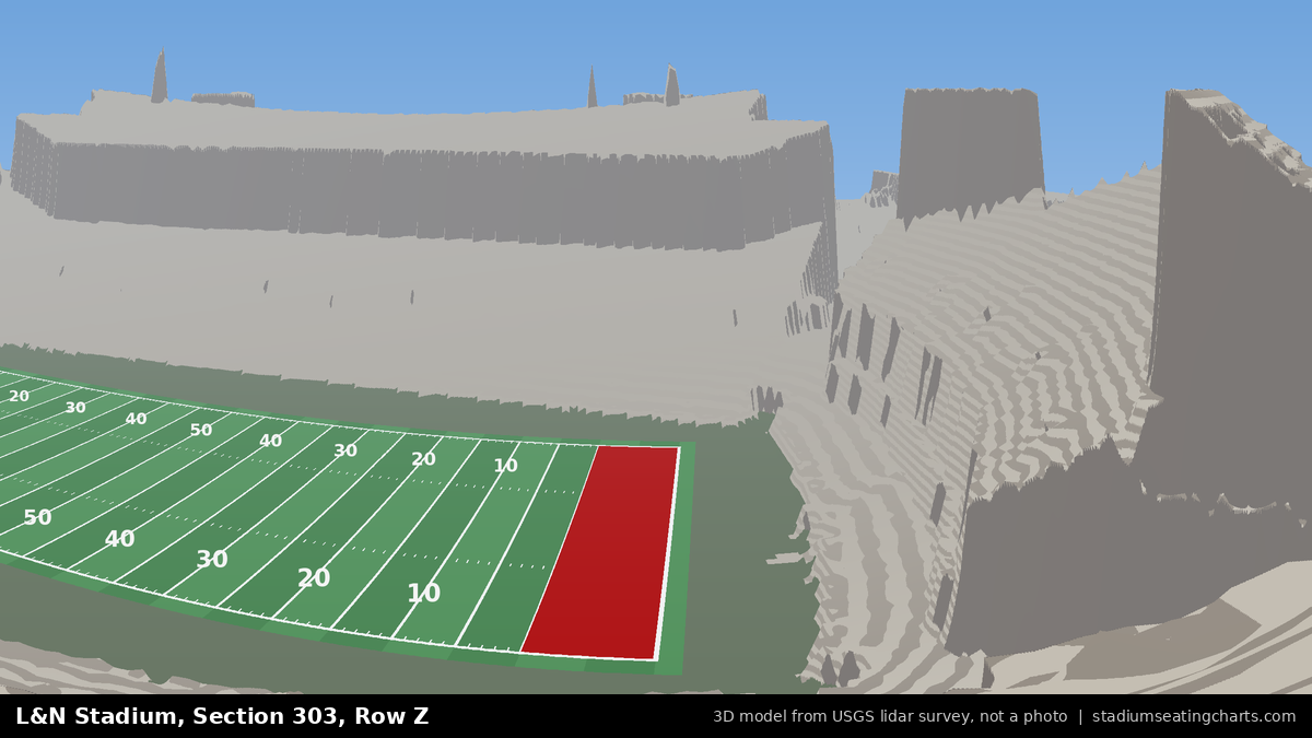View from L&N Stadium Section 303, Row Z, looking toward the field