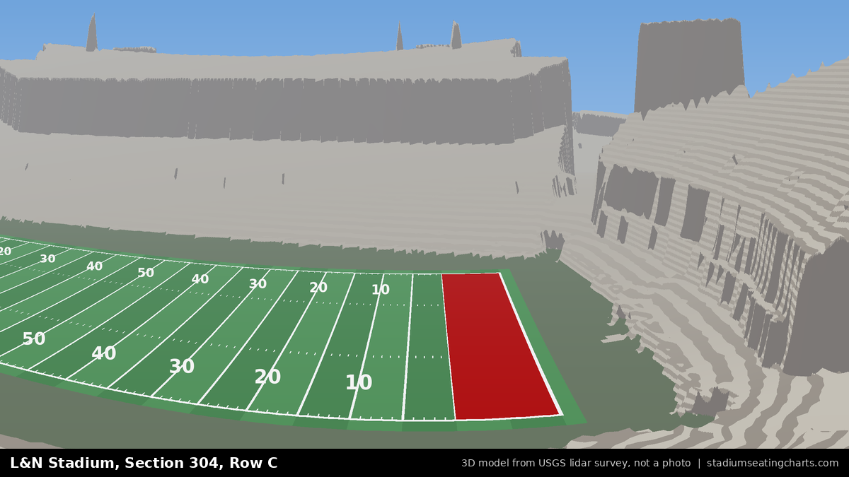 View from L&N Stadium Section 304, Row C, looking toward the field