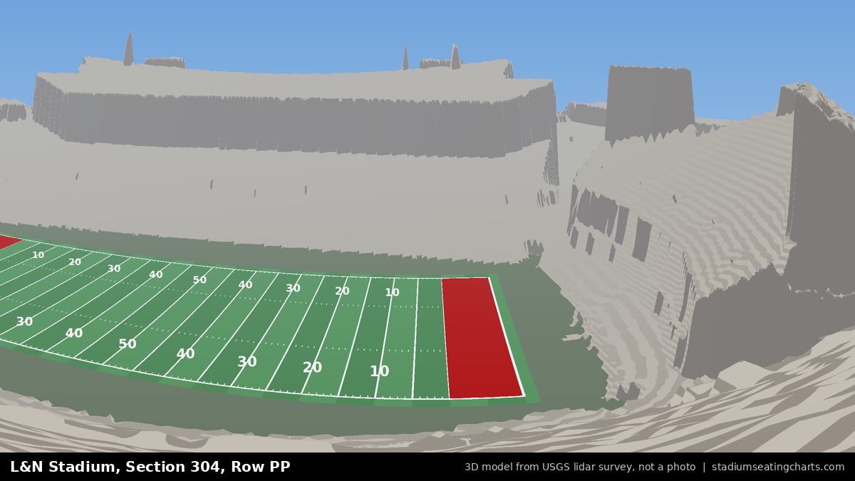 View from L&N Stadium Section 304, Row PP, looking toward the field