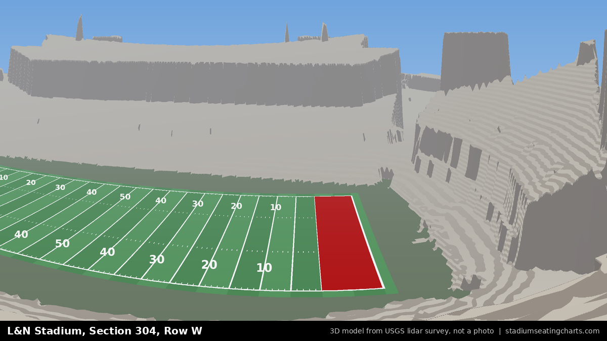 View from L&N Stadium Section 304, Row W, looking toward the field